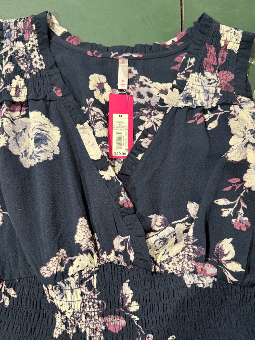 Xhilaration Navy Floral Ruffle Wide-Leg Jumpsuit - Picture 3 of 4